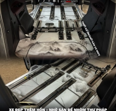 Sàn đế nhôm hoa văn tranh thư pháp + ốp bệ bước nhôm cho GAC M8