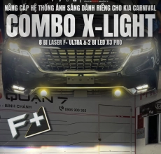 8 đèn bi Laser F+ Ultra 2024 kết hợp cùng đôi bi LED gầm X-Light X3 Pro cho  KIA Carnival 2022
