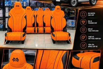 May Ghế Da Nappa Cho VinFast VF3 Màu Cam Phối Đen | Auto 365 Quận 7