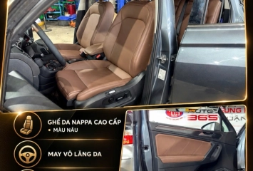 Nâng Cấp Nội Thất Volkswagen Tiguan – Ghế Da Nappa Nâu, Vô Lăng & Tapi Cửa Đồng Bộ